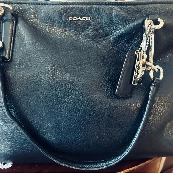 Coach Black Leather Tote with Gold Accents - Picture 14 of 15